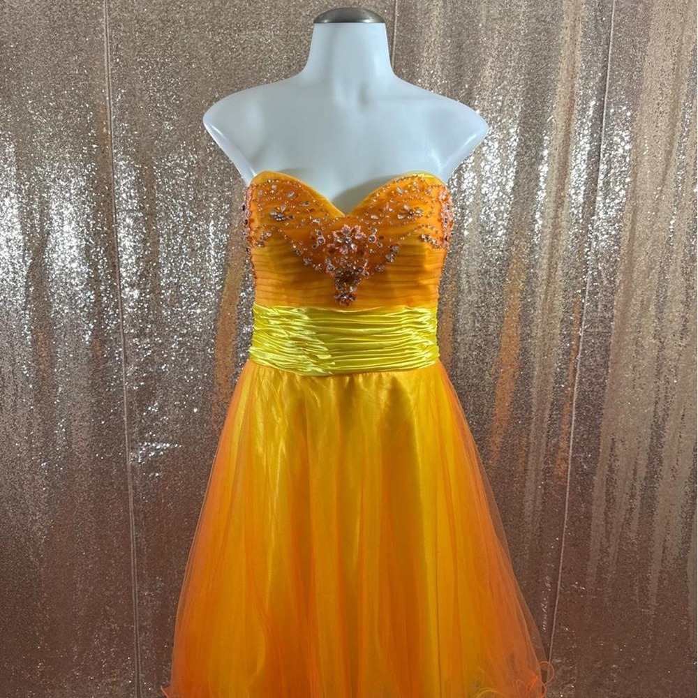 NWT Orange Yellow Beaded Strapless Homecoming Dress/Size L